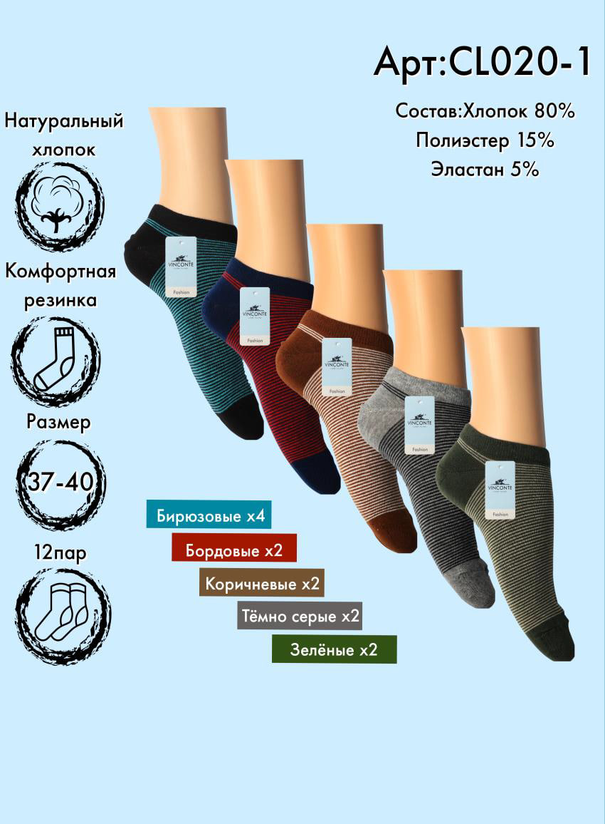 Хлопоковые носки Vinconte 37-40