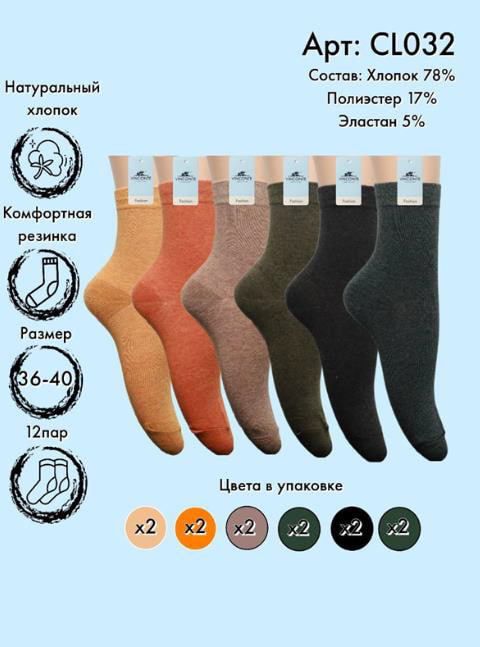 Носки средняя длина Vinconte 36-40
